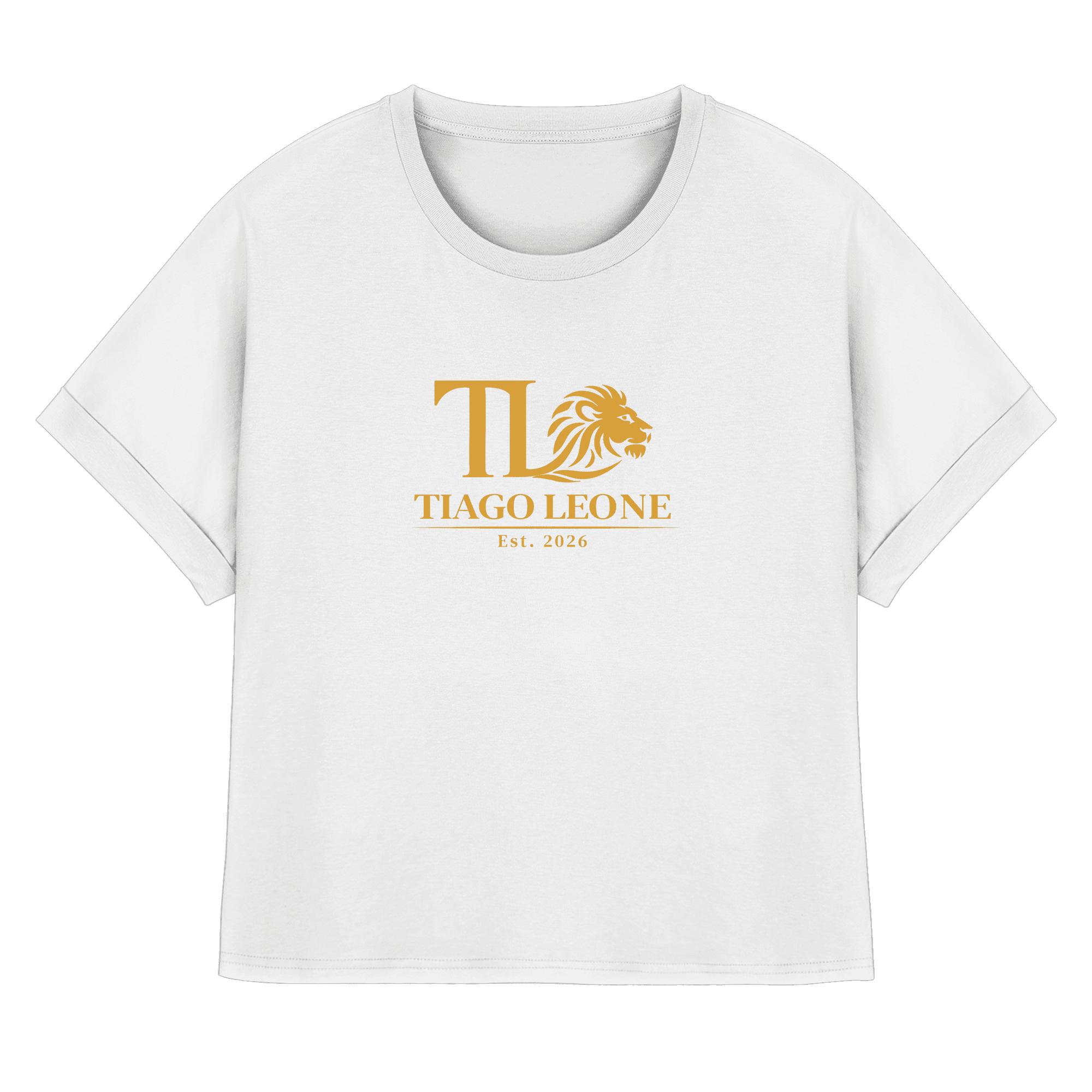 TIAGO LEONE Womens Organic Rolled Sleeves T-Shirt White